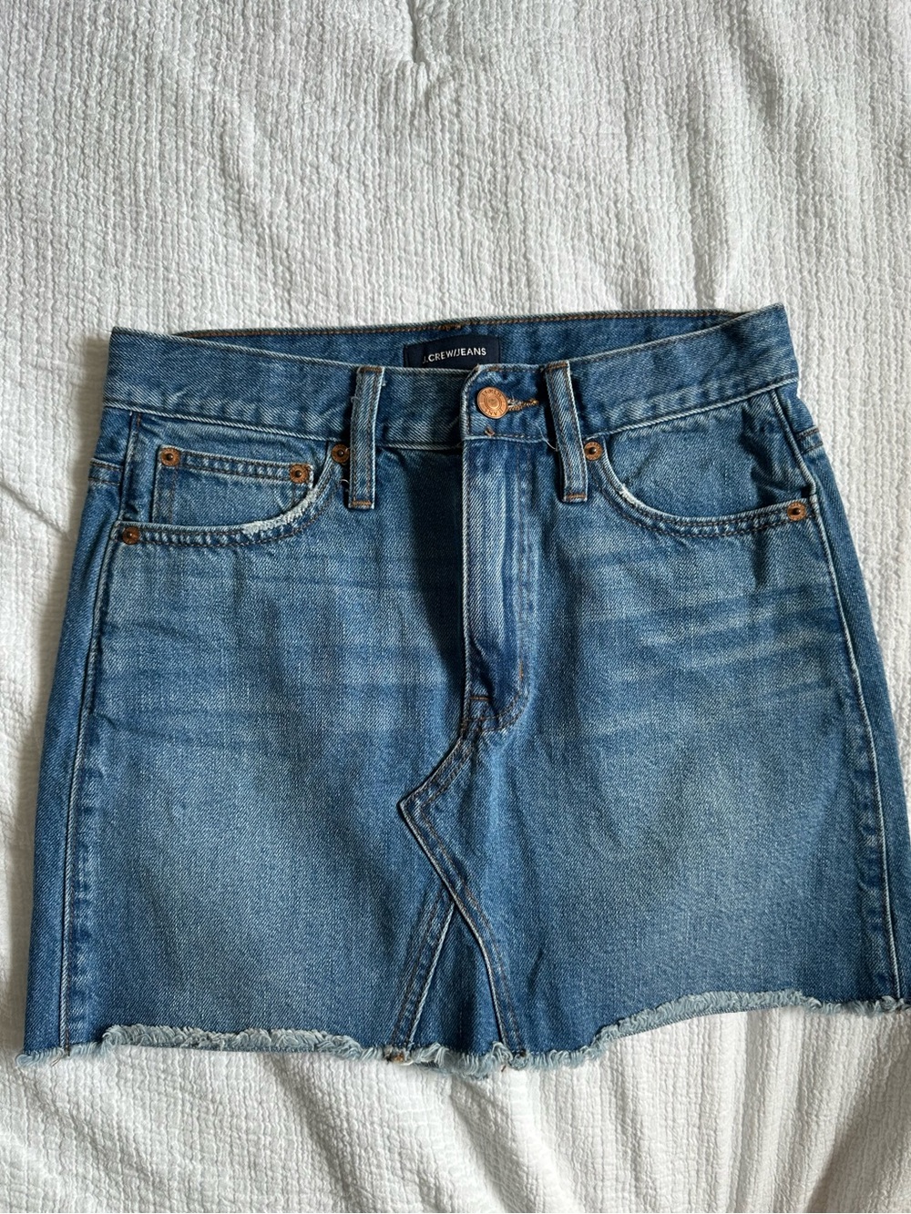 J. Crew Denim Mini Skirt with Raw Hem